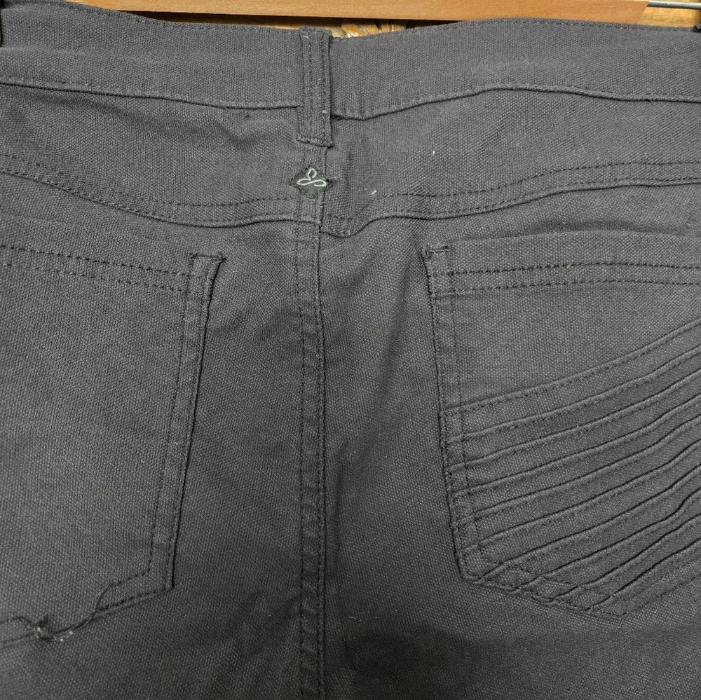 Prana "Brenna" Black Twill Moto Pants, Skinny Leg, Mid-Rise, Size 12 - Picture 6 of 7